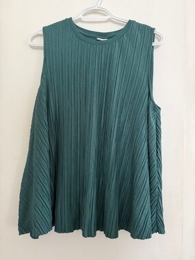 A New Day Pleated Teal Swing Top